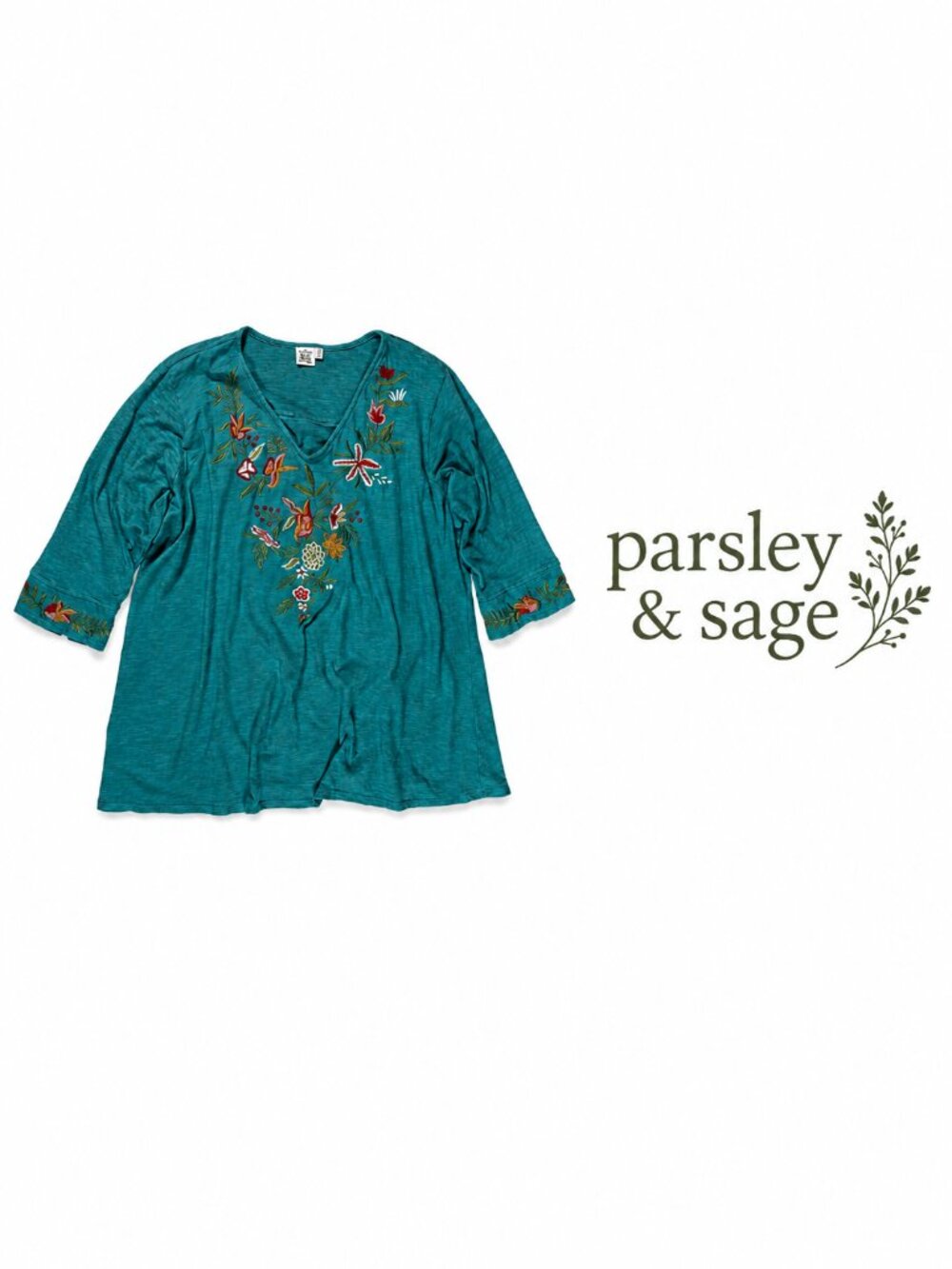 PARSLEY & SAGE Embroidered Floral Tunic ~ Size 3X